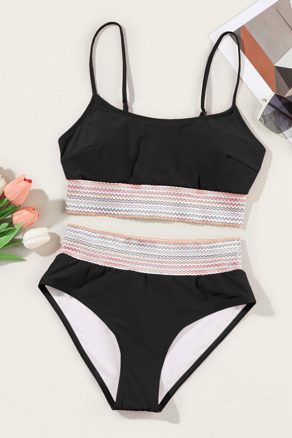 Trendy black high waist bikini - Love Salve